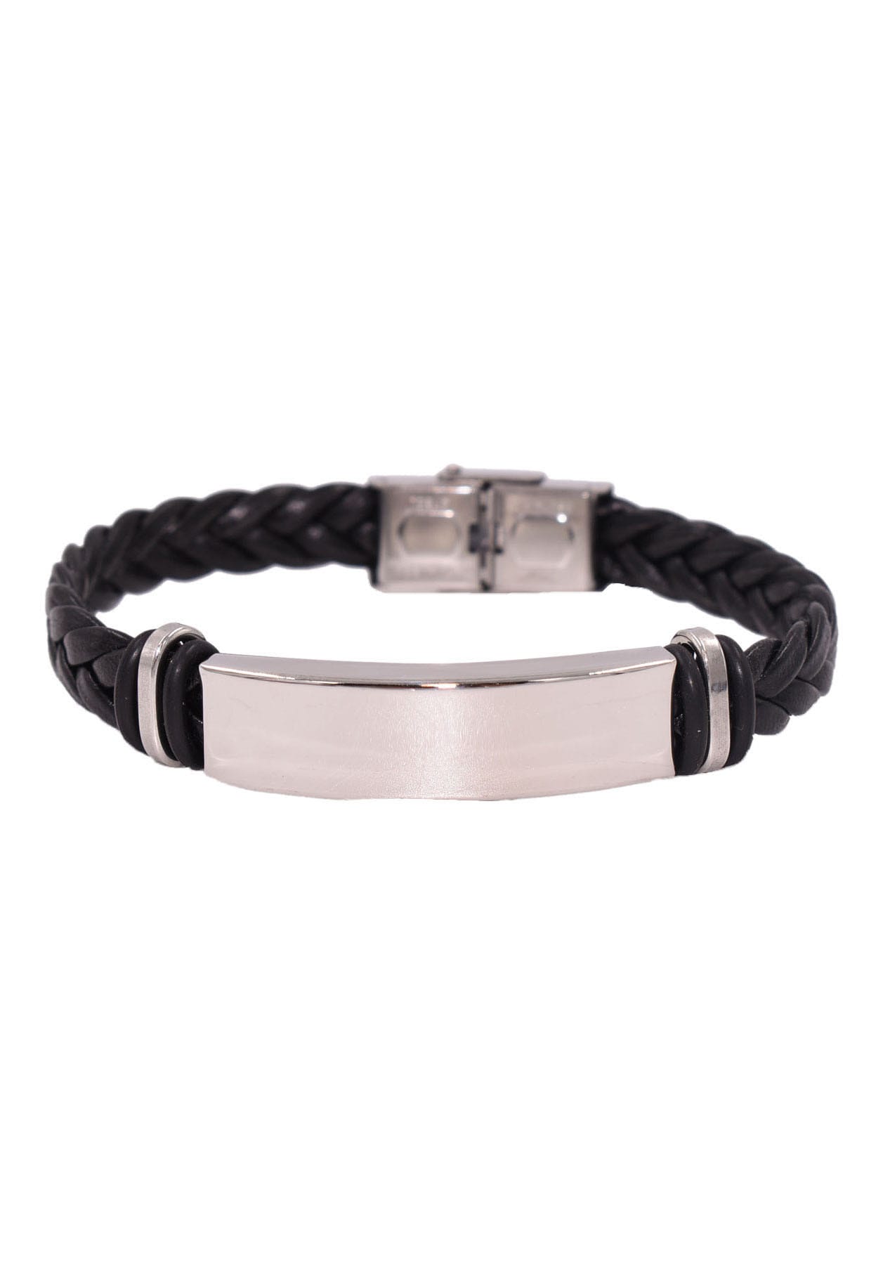 Lederarmband FIRETTI "Schmuck Geschenk Armschmuck ID-Armband- Optik", schwarz (edelstahlfarben, schwarz), Armbänder, Herren, 20cm, Edelstahl Kautschuk Leder, Edelstahl, Kautschuk, Leder, Made in Germany