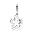 Charm-Einhänger NENALINA "Blumen-Anhänger Zirkonia Kristalle 925 Silber" Charms Gr. mit Steinen, silberfarben (silber, weiß) Damen Charms Anhänger