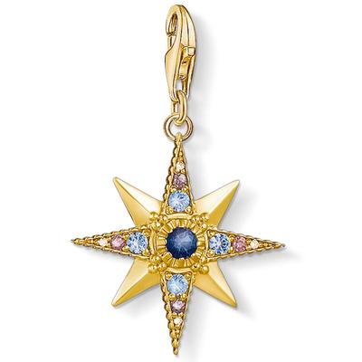 Charm-Einhänger THOMAS SABO "Royalty Stern, 1714-959-7, 1756-643-14", gold (gelbgoldfarben, mehrfarbig, mehrfarbig), Charms, Damen, Silber 925 (Sterlingsilber), mit Glas-Keramik Stein, Spinell (synth.), Zirkonia (synth.)