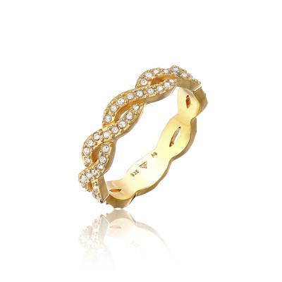 Fingerring ELLI "Infinity Kristalle Unendlichkeit Liebe 925 Silber" Gr. 54, gold (gold, weiß), Fingerringe, Damen, 54mm,