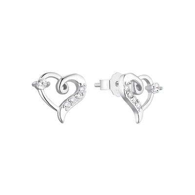 Paar Ohrstecker AMOR "2023013", bunt (silberfarben, weiß, kristallweiß), Ohrringe, Damen, Silber 925 (Sterlingsilber), mit Zirkonia (synth.) Image