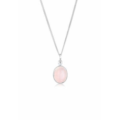Collierkettchen ELLI "Anhänger Rosenquarz Rosa Oval 925 Silber", rosa, Halsketten, Damen, 45,mit Steinen, Silber 925 (Sterlingsilber), L: 45cm Image