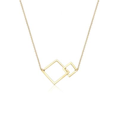 Kette mit Anhänger ELLI "Anhänger Quadrat 925 Sterling Silber", gold, Halsketten, Damen, 45, ohne Stein, Silber 925 (Sterlingsilber), L: 45cm Image