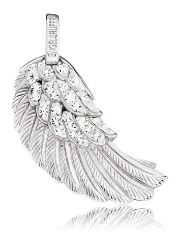 Flügelanhänger ENGELSRUFER "Where the angels fly FLÜGEL CRYSTAL" Gr. L, weiß (silber, 925, weiß, weiß), Schmuckanhänger, Damen, L, Keramikpaste Silber 925 (Sterlingsilber), 7,05 g, Keramikpaste, Silber 925 (Sterlingsilber), mit Preciosa Crystals