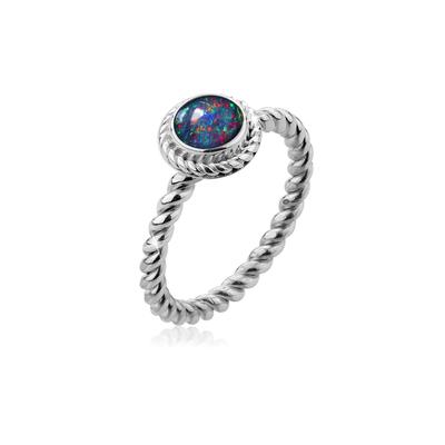 Fingerring NENALINA "Opal-Triplette Geburtsstein Oktober 925 Silber" Gr. 56, grau (grau, bunt), Fingerringe, Damen, 56mm