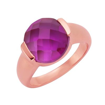 Fingerring JAMELLI "925 Silber Quarz pink (beh.)" Gr. 52, rot (rot, pink), Fingerringe, Damen, 052 (16,6), 7,7 ct, Silbe