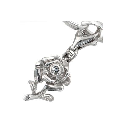 Charm-Einhänger JOBO "Rose", silber (silber 925), Charms, Damen, Silber 925 (Sterlingsilber), 925 Silber mit Zirkonia