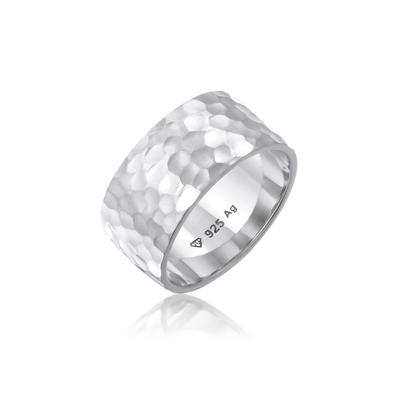 Fingerring ELLI "Breit Bandring Gehämmert Matt 925er Silber" Gr. 52, silber, Fingerringe, Damen, 52mm, ohne Stein, Silber 925 (Sterlingsilber), 9mm Image