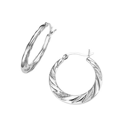 Paar Creolen FIRETTI "Schmuck Geschenk Silber 925 Ohrschmuck diamantiert", silber (silberfarben), Ohrringe, Damen, Silber 925 (Sterlingsilber) Image