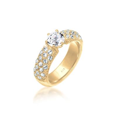 Verlobungsring ELLI PREMIUM "Weiß 925 Sterling Silber, mit Kristallen von Swarovski" Gr. 58, gold, Fingerringe, Damen, 58mm, Silber 925 (Sterlingsilber), 6mm Image