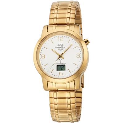 Funkuhr MASTER TIME "Basic", gold (goldfarben), Armbanduhren, Damen, Armbanduhr, Quarzuhr, Damen, Datum, Leuchtzeiger, Flexband, Zugband Image