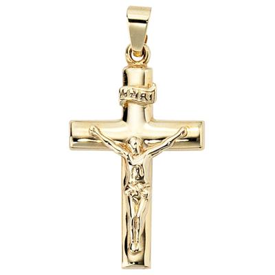 Kreuz-Anhänger JOBO "Anhänger Kreuz Kruzifix", gold (gelbgold 333), Schmuckanhänger, Damen, Gelbgold 333, 333 Gold