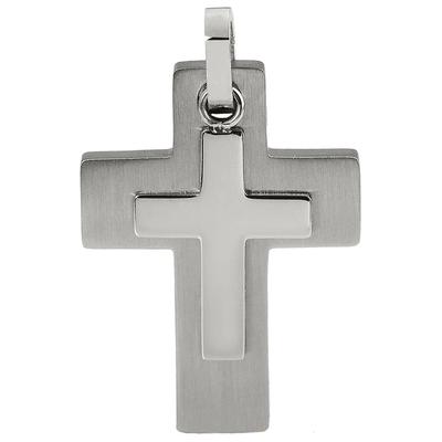 Ketten-Anhänger FIRETTI "Schmuck Geschenk Halsschmuck Anhänger für Halskette Kreuz", silber (edelstahlfarben), Schmuckanhänger, Damen, Edelstahl, 6,9 g, Made in Germany