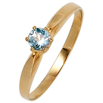 Fingerring JOBO Gr. 54, gelb (gelbgold 585), Fingerringe, Damen, 54, Gelbgold 585, 585 Gold mit Aquamarin