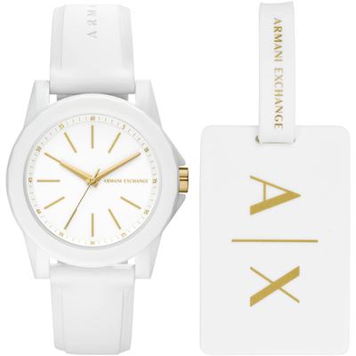 Quarzuhr ARMANI EXCHANGE, weiß, Armbanduhren, Damen, Armbanduhr, Damenuhr, Silikonarmband, Geschenkidee Image