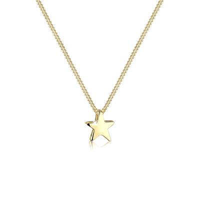 Kette mit Anhänger ELLI "Stern Schlicht Basic 925 Silber" Gr. 45, gold, Halsketten, Damen, 45, ohne Stein, Silber 925 (Sterlingsilber), L: 45cm Image