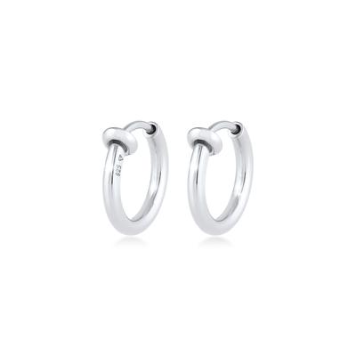 Paar Creolen ELLI "Creolen Ohrclips Ohrklemme Klassik 925 Silber", silber, Ohrringe, Damen, OneSize, ohne Stein, Silber 925 (Sterlingsilber) Image