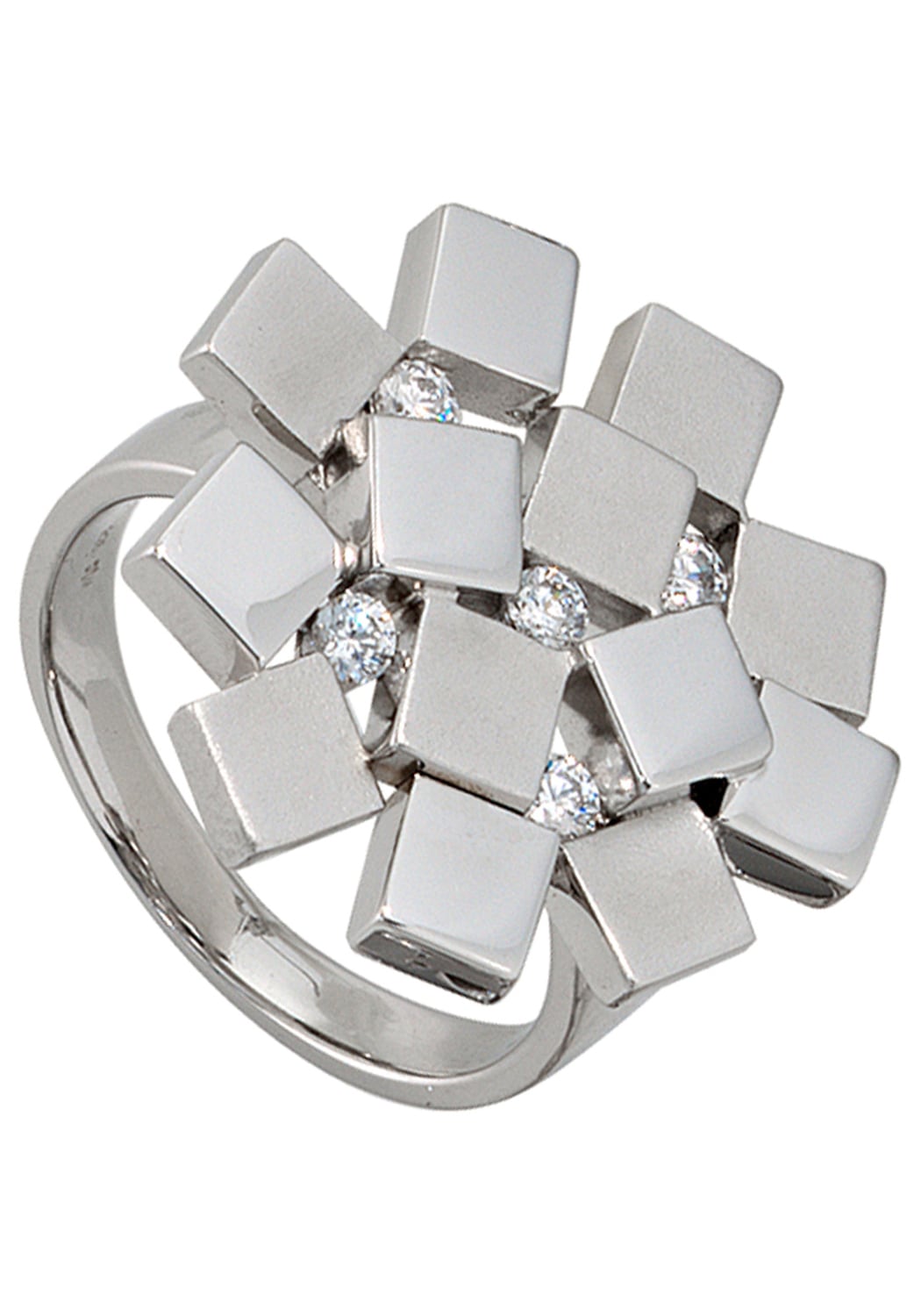 Silberring JOBO Gr. 54, silber (silber 925), Fingerringe, Damen, 54, Silber 925 (Sterlingsilber), Silberring, 925 Silber mit Zirkonia