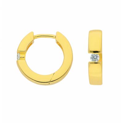 Paar Creolen ADELIA´S "Damen 925 Silber Ohrringe Creolen mit Zirkonia Ø 13,3 mm", gold (vergoldet), Ohrringe, Damen, Damen, Silber 925 (Sterlingsilber), mit Zirkonia Silberschmuck für Damen Image