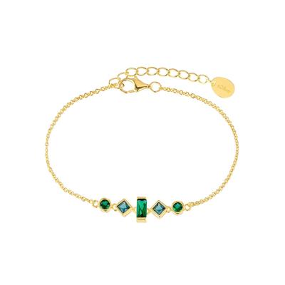 Armband S.OLIVER "2036882", grün (gelbgoldfarben, grün, türkis, grün, türkis), Armbänder, Damen, Silber 925 (Sterlingsilber), mit Zirkonia (synth.) Image