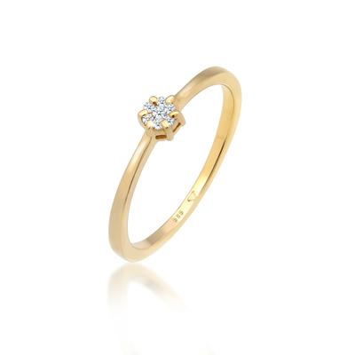 Verlobungsring ELLI DIAMONDS "Diamant Weiß Brillantschliff (0.045 ct) 585 Gelbgold" Gr. 52, gold, Fingerringe, Damen, 52mm, 0.03 ct P1 = bei 10-facher Vergrößerung erkennbare Einschlüsse, Gelbgold 585, 2mm Image
