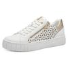 Plateausneaker MARCO TOZZI, Damen, Gr. 39, gold (weiß, goldfarben), Lederimitat, gemustert, sportlich, Schuhe, Freizeitschuh, Halbschuh, Schnürschuh mit unterlegtem Lochmuster