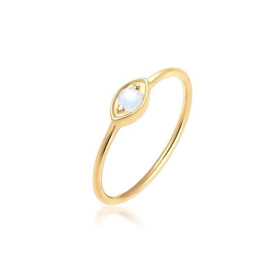 Fingerring ELLI "Evil Eye Mondstein Weiß 925 Sterling Silber vergoldet" Gr. 58, gold, Fingerringe, Damen, 58mm,mit Steinen, Silber 925 (Sterlingsilber), 1mm Image