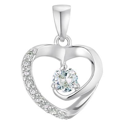 Herz-Anhänger AMOR "9067237", silber (silberfarben, kristallweiß, kristallweiß), Schmuckanhänger, Damen, Silber 925 (Sterlingsilber), 1,30 g, mit Zirkonia (synth.)