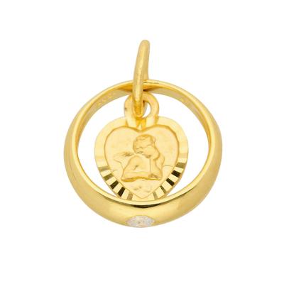 Ketten-Anhänger ADELIA´S "333 Gold Anhänger Taufring mit Zirkonia Ø 10,6 mm", gold, Schmuckanhänger, Damen, Damen, Gelbg