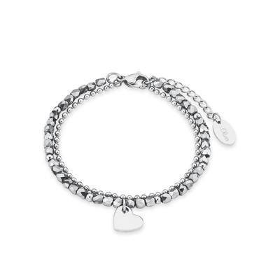 Armband S.OLIVER "Herz, 2018344", silber (silberfarben, silberfarben), Armbänder, Damen, Edelstahl, mit Glasstein