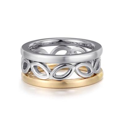 Ring-Set KINGKA "Leaves Trio, SR6228S2,S3,S4,S5" Gr. 56, gold (edelstahlfarben, gelbgoldfarben), Fingerringe, Damen, 56, Edelstahl, 8,8mm Image