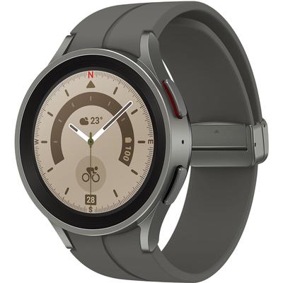 Smartwatch SAMSUNG "Galaxy Watch 5 Pro 45mm LTE" Smartwatches grau (titanium) Fitness-Tracker