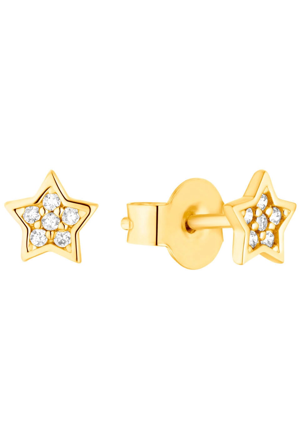Paar Ohrstecker S.OLIVER JUNIOR "Sterne, 2036462", gold (gelbgoldfarben, weiß, weiß), Ohrringe, Kinder, Silber 925 (Sterlingsilber), mit Glasstein Image