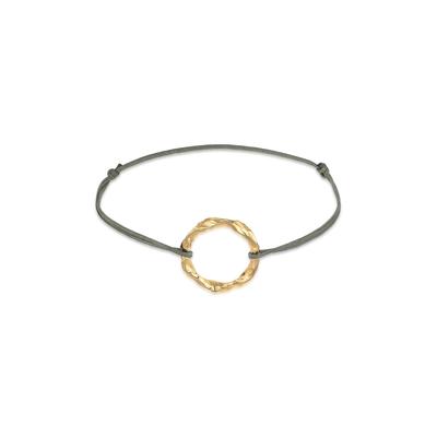 Armband ELLI "Kreis Design Grau Nylon 925 Sterling Silber vergoldet" Gr. 16, gold, Armbänder, Damen, 16cm, ohne Stein, Silber 925 (Sterlingsilber) Image