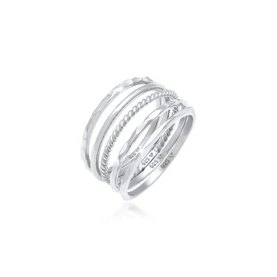 Ring-Set ELLI "Stapelring Stacking Boho Set (5 tlg.) 925 Sterling Silber" Gr. 50, silber, Fingerringe, Damen, 50mm, ohne Stein, Silber 925 (Sterlingsilber) Image