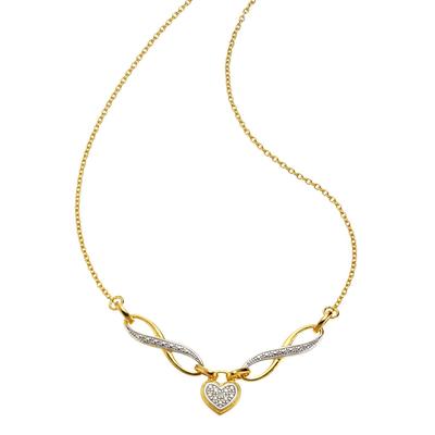 Collier FIRETTI "Schmuck Geschenk Halsschmuck Halskette Ankerkette Infinity+Schleife", silber (gelbgoldfarben, silberfarben), Halsketten, Damen, 0,0106 ct, Silber 925 (Sterlingsilber)-Diamanten, L: 45cm, Silber 925 (Sterlingsilber), Diamanten, mit... Image