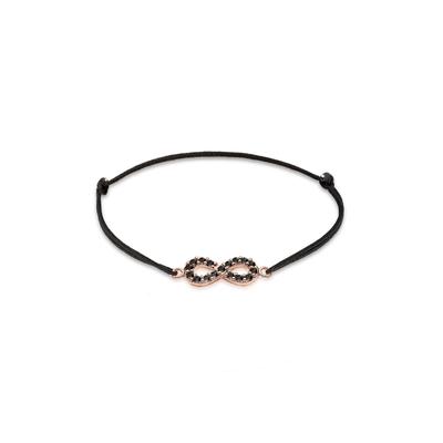 Armband ELLI "Infinity Glas Kristalle Schwarz 925 Sterling Silber Rosegold", schwarz, Armbänder, Damen, 17cm,mit Steinen, Silber 925 (Sterlingsilber) Image