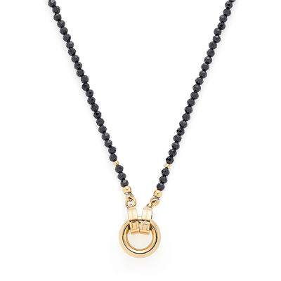 Charm-Kette LEONARDO "Pippa Clip&Mix, 022286", schwarz (gelbgoldfarben, schwarz), Halsketten, Damen, Edelstahl, L: 70cm B: 2,5mm, mit Glasperle, B:2,5mm Image