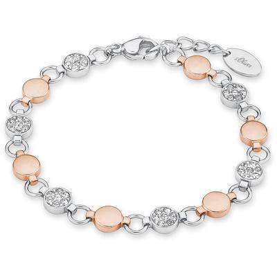 Armband S.OLIVER "9239443", rosa (silberfarben, roségoldfarben, weiß), Armbänder, Damen, Edelstahl, mit Kristall