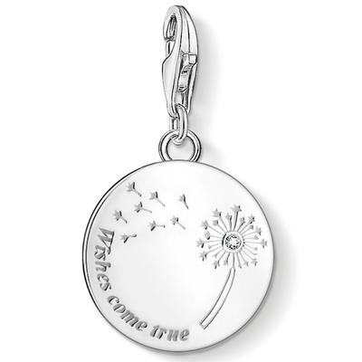 Charm-Einhänger THOMAS SABO "Pusteblume WISHES COME TRUE, 1457-051-21", bunt (silberfarben, weiß, weiß), Charms, Damen, Silber 925 (Sterlingsilber), mit Zirkonia (synth.)