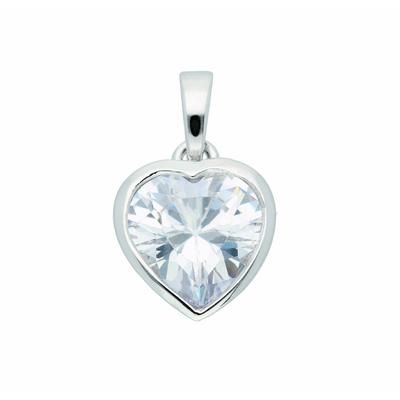 Ketten-Anhänger ADELIA´S "Damen Silberschmuck 925 Silber Anhänger Herz mit Zirkonia", silber, Schmuckanhänger, Damen, Si