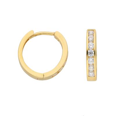 Paar Ohrhänger ADELIA´S "1 Paar 333 Gold Ohrringe / Creolen mit Zirkonia Ø 13,6 mm", gold, Ohrringe, Damen, Damen, Gelbg