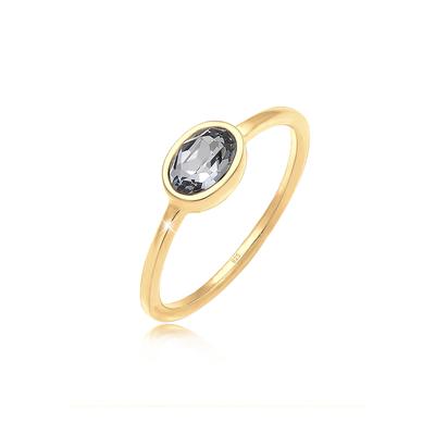 Verlobungsring ELLI "Oval Glas Kristalle Grau 925 Sterling Silber" Gr. 54, gold, Fingerringe, Damen, 54mm, Silber 925 (Sterlingsilber), 1.5mm Image