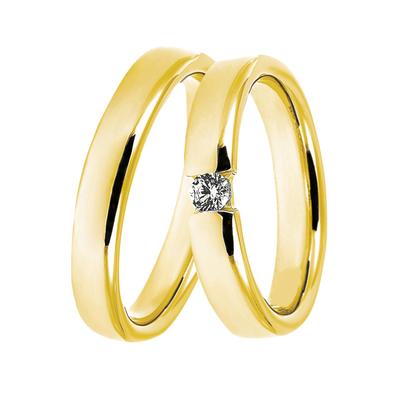 Trauring DOOSTI "Schmuck Geschenk Silber 925 Trauring Ehering Partnerring LIEBE" Gr. 56, gold (gelbgoldfarben), Fingerringe, 56, ohne Zirkonia, Silber 925 (Sterlingsilber), 4mm, Made in Germany - wahlweise mit oder ohne Zirkonia Image