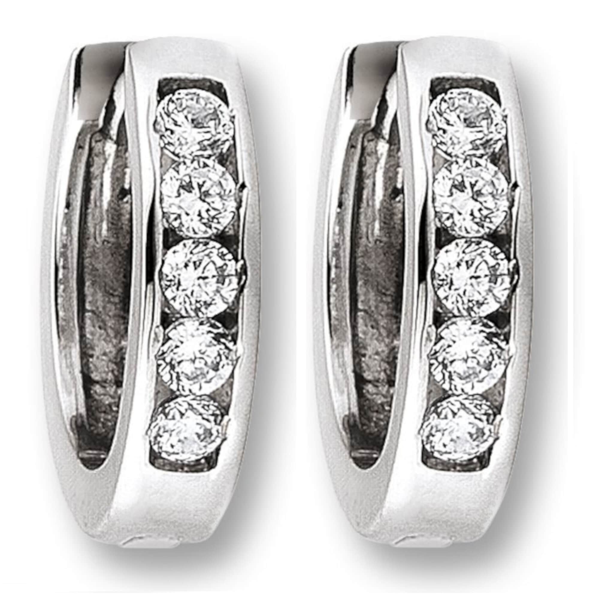 Paar Creolen ONE ELEMENT "Zirkonia Ohrringe Creolen aus 333 Weißgold", silber, Ohrringe, Damen, Damen,mit Zirkonia, Gold Weißgold 333, Gold, Weißgold 333, Fein gefertigt – ein Zeichen mit besonderer Bedeutung