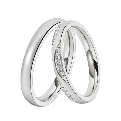 Trauring DOOSTI "Schmuck Geschenk Edelstahl Trauring Ehering Partnerring LIEBE" Gr. 60, silber (edelstahlfarben), Fingerringe, 60, ohne Zirkonia, Edelstahl, 3mm, wahlweise mit oder ohne Zirkonia Image