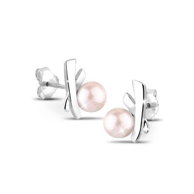 Paar Ohrstecker ELLI "Süßwasserzuchtperlen Rosa 925 Sterling Silber", rosa, Ohrringe, Damen, OneSize, ohne Stein, Silber 925 (Sterlingsilber) Image