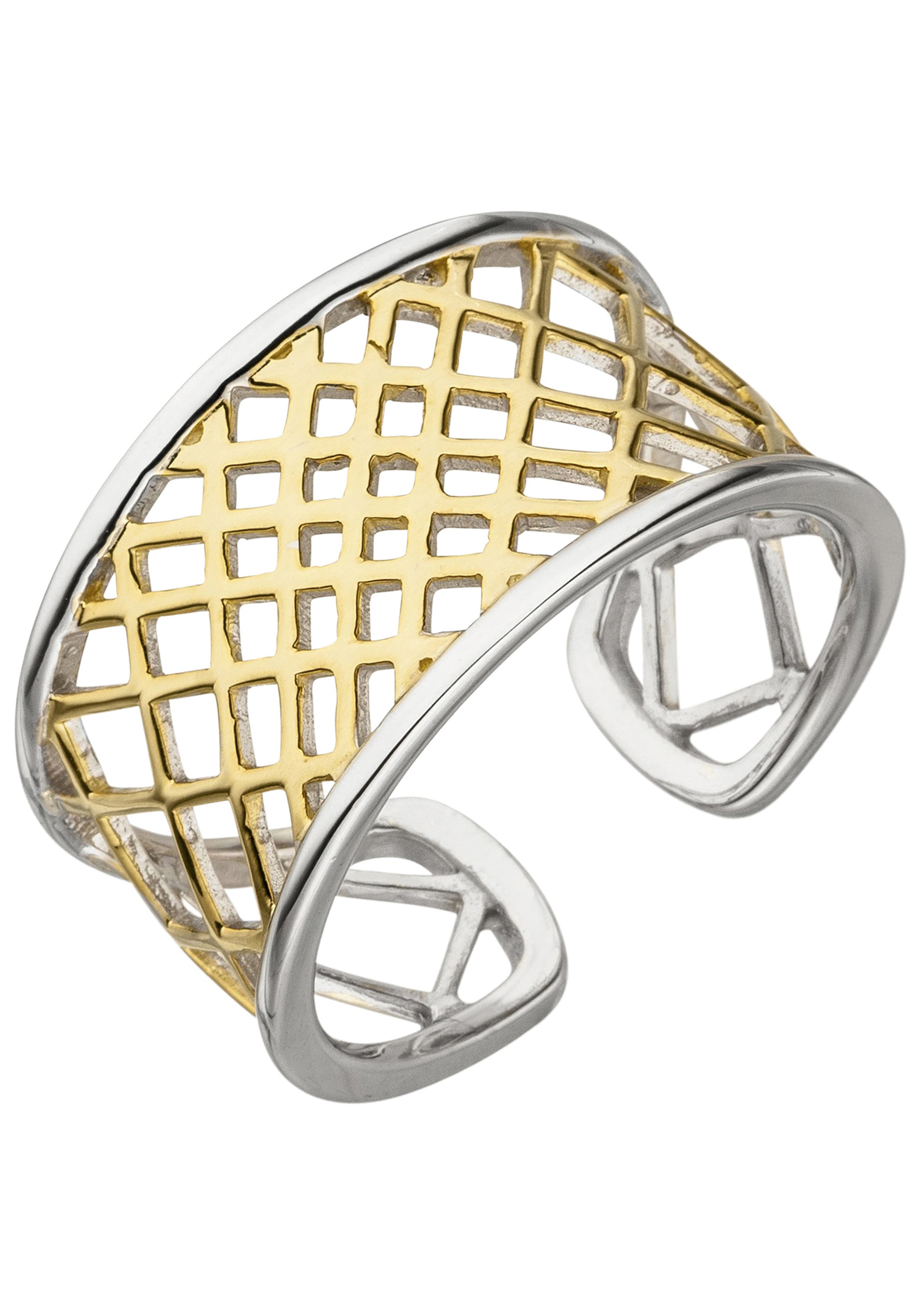 Fingerring JOBO Gr. 54, gold (goldfarben), Fingerringe, Damen, 54, Silber 925 (Sterlingsilber), Fingerring, offen 925 Silber bicolor vergoldet Image