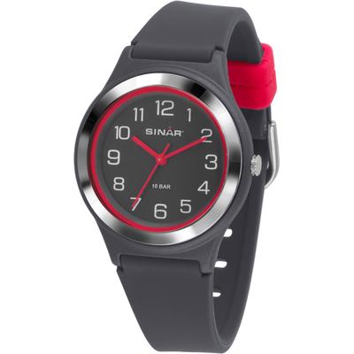 Quarzuhr SINAR, grau (grau, blau, rot), Armbanduhren, Damen, Armbanduhr, Damenuhr,Jugendliche, Silikonarmband, bis 10 bar wasserd. Image