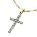 Kette mit Anhänger DIAMONDS BY ELLEN K. "Gold 585 Kreuz mit 12x Diamant zus. 0,12ct.", gelb, Halsketten, Damen, 42/45cm, 0,12 ct, Gold, L: 45cm B: 10.0mm, glänzend, B:10.0mm